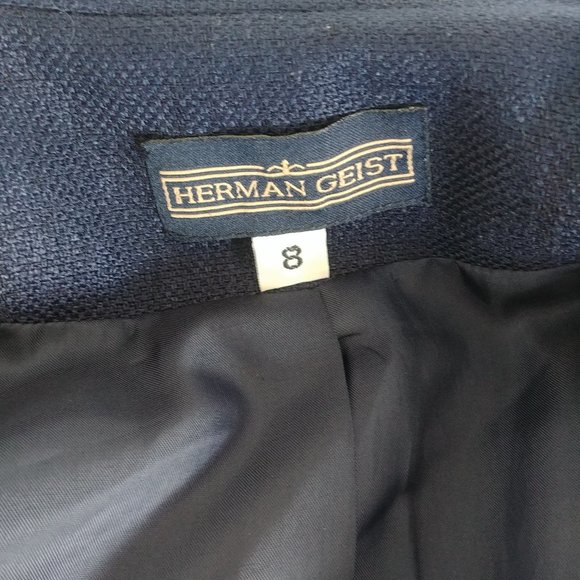 Vintage Herman Geist mod navy blue little skirt suit navy blue size 8 - Picture 10 of 16